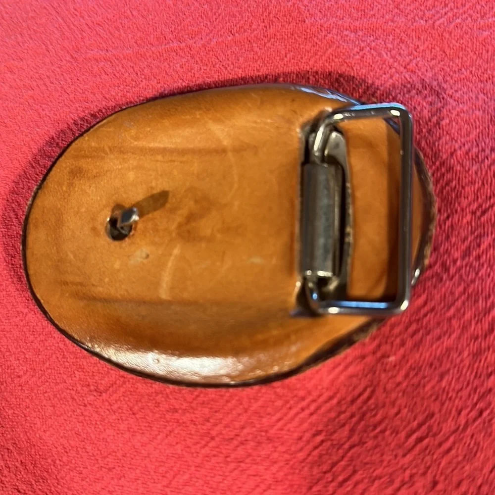 Vintage Western Leather Belt Buckle Eagle Embossed See pics for condition